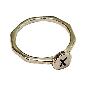Silver Tone Octagon 'X' Initial Ring - Style 385